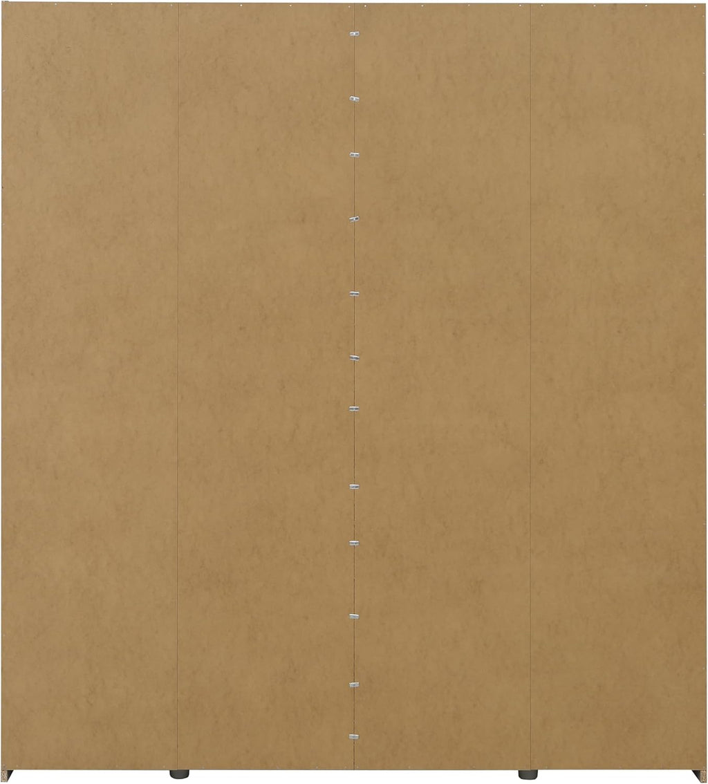 Armario Forte KAIKAIS 170, moderno armario de puertas correderas, 2 puertas, espejo, dormitorio, aglomerado de madera, blanco alto brillo, 170,3 cm de ancho x 190,5 cm de alto x 61,2 cm de profundidad