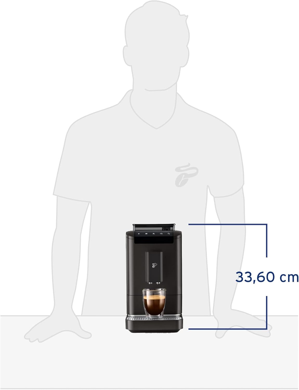 Cafetera superautomática Tchibo Esperto2 Caffè con función para 2 tazas para Caffè Crema y Espresso, Granite Black - INCLUYE set de degustación de café GRATIS