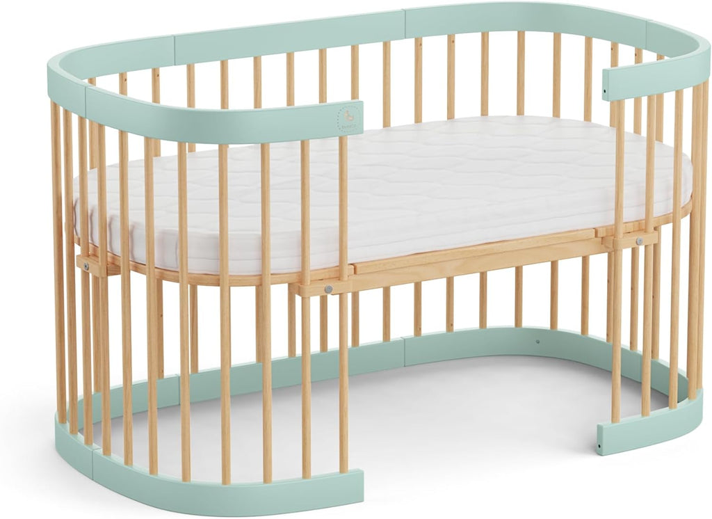 Cuna 7 en 1 tweeto®: cuna de madera evolutiva | cuna de colecho y cuna de barrotes de altura regulable | convertible en cama infantil y parque de juegos (haya natural)