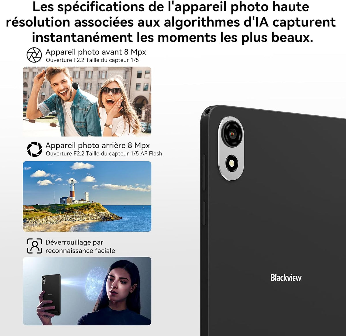 Tableta Blackview ZENO 1 de 8 pulgadas, Android 15, 90Hz, 800x1280 - Ultraligera y compacta para juegos, chip IA de 8 núcleos T615, 18GB RAM + 256GB ROM (2TB TF) / 4G LTE + WiFi 5G / Reconocimiento facial / 6000mAh / 8MP + 8MP / Widevine L1 / BT5.2 / GMS
