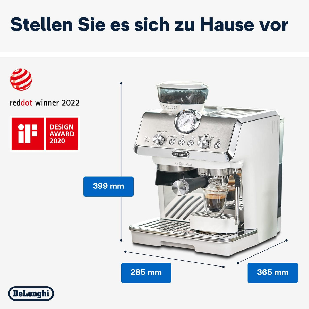 Cafetera espresso De'Longhi La Specialista Arte EC9155.MB con portafiltro y molinillo, 8 niveles de molienda, 15 bares, 3 niveles de temperatura, boquilla para espuma de leche, 1300 W, depósito de 1,5 l, acero inoxidable/negro, incluye kit de barista