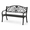 Banco de jardín de metal, negro, 128 cm