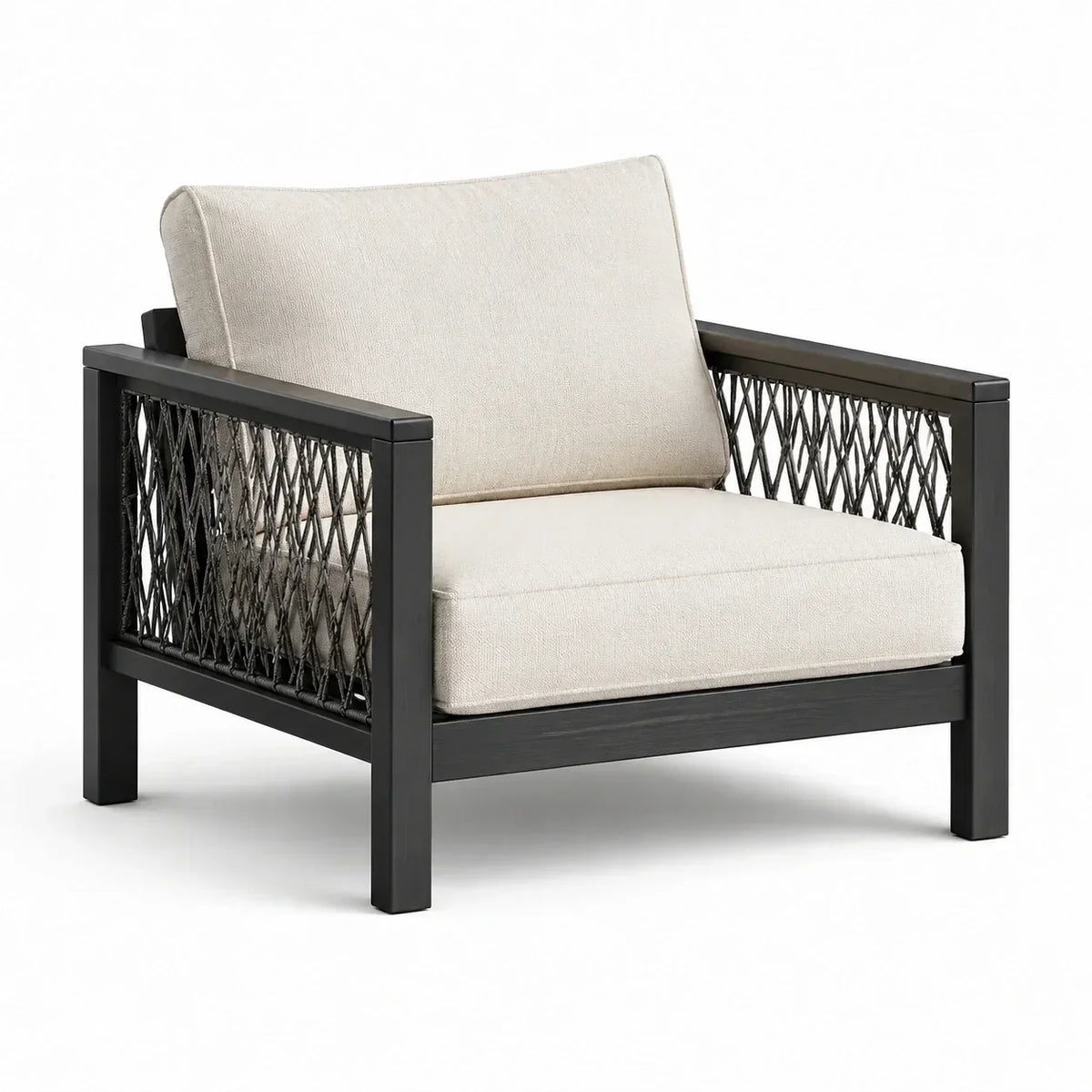 Sillón de jardín de aluminio con tejido de poliéster, color beige