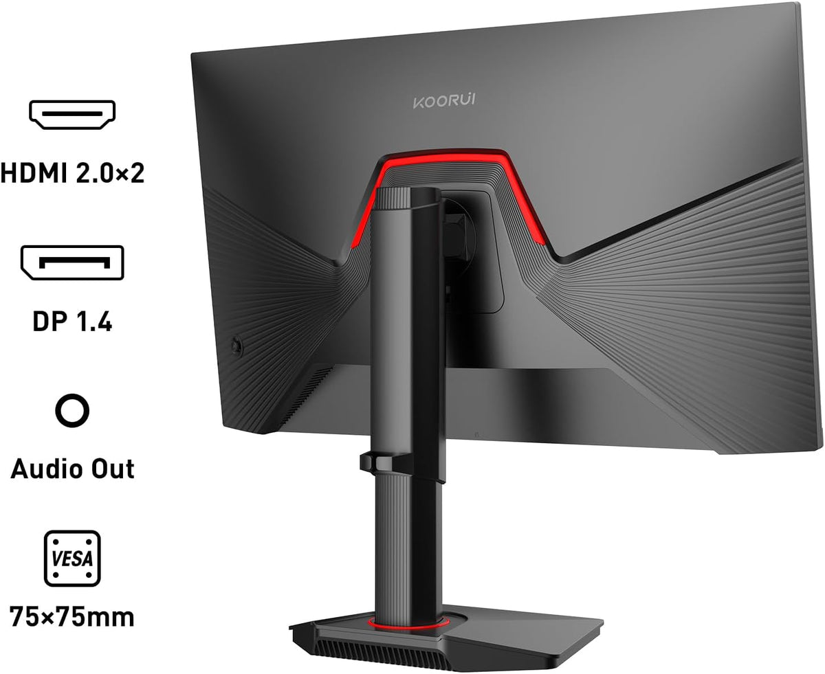 Monitor gaming KOORUI G2722P de 27 pulgadas, 200Hz, Fast IPS, QHD 1440p, 1ms, HDR 400, Adaptive Sync, VESA 75x75mm, HDMI 2.0/DP1.4, ajuste de altura
