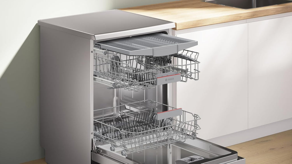 Bosch - Lavavajillas de libre instalación, 60 cm, Serie 4, Home Connect, Motor EcoSilence, Acero, SMS4EMI06E