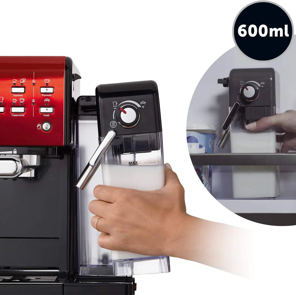 Breville Ekspres do kawy Kolbowy PrimaLatte II VCF109X, 19 Bar, Zintegrowany automatyczny spieniacz do mleka, wyjmowany pojemnik na mleko, Czerwony