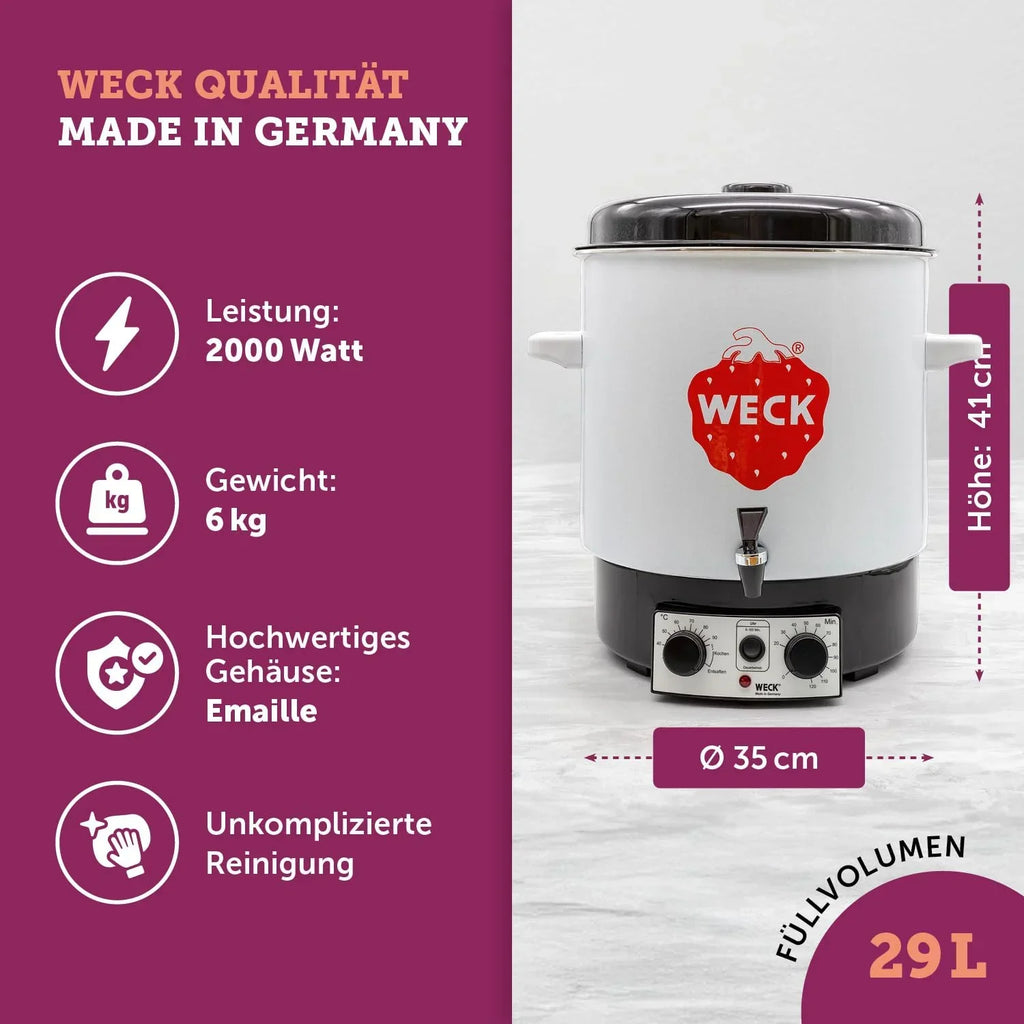 Olla conservadora WAT 15-A 29L 1800W, termostato de precisión, temporizador, grifo de salida, esmalte