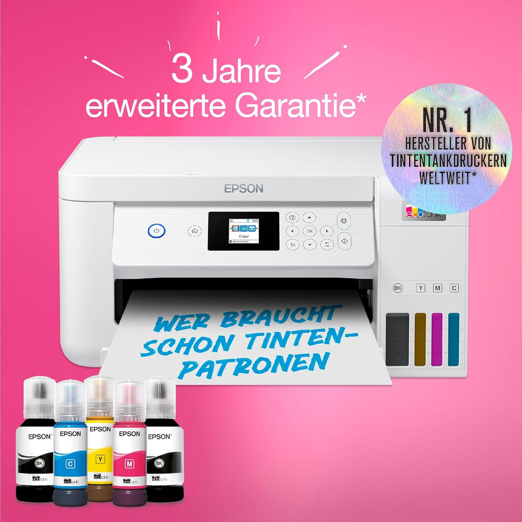 Impresora multifunción de inyección de tinta Wi-Fi Epson EcoTank ET-2826 A4, con un suministro de tinta incluido de hasta 3 años