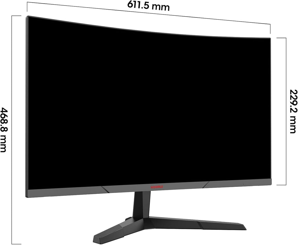 KOORUI Monitor Gaming de 27'' 180Hz Curvo 1500R, Monitor PC con panel VA, Resolución FHD (1080P), DCI-P3 90%, Inclinación ajustable, Compatible con HDMI2.0/DP1.2
