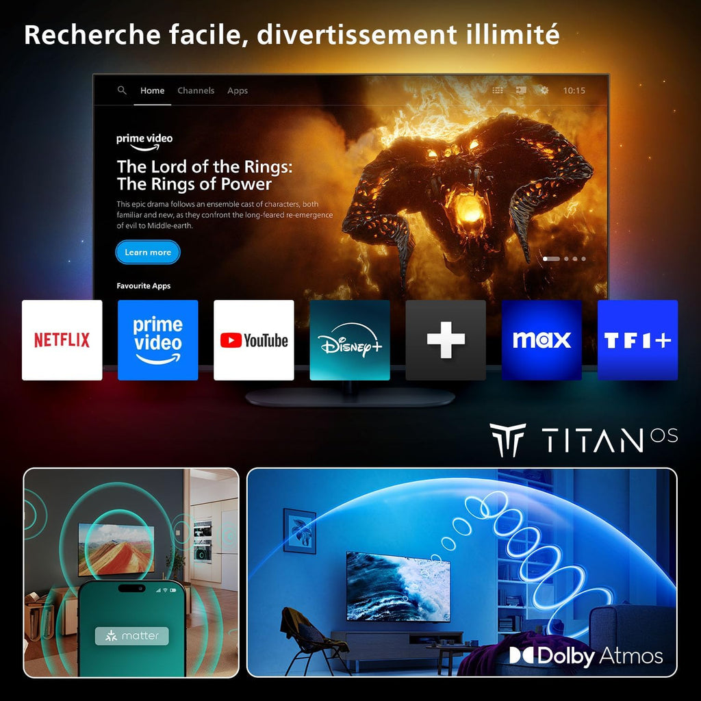 Philips 43PUS7200 Smart TV LED 4K - Pantalla de 43 pulgadas con plataforma Pixel Precise Ultra HD, Titan OS y sonido Dolby Atmos - Compatible con Alexa y el Asistente de Google