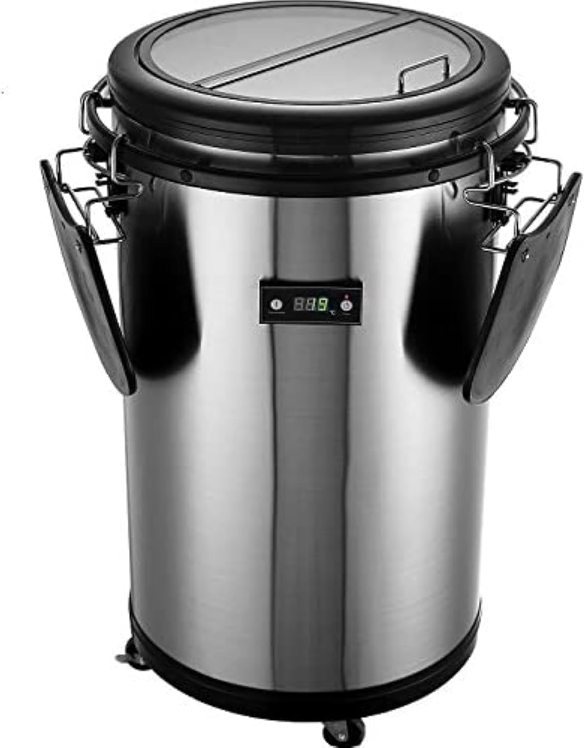 Syntrox 50 l Barril refrigerador | Nevera de barril | Barril para bebidas | Enfriador de fiesta | Enfriador de botellas Salaron, para eventos, con tapa de cristal, indicador de temperatura, 75 vatios (negro)