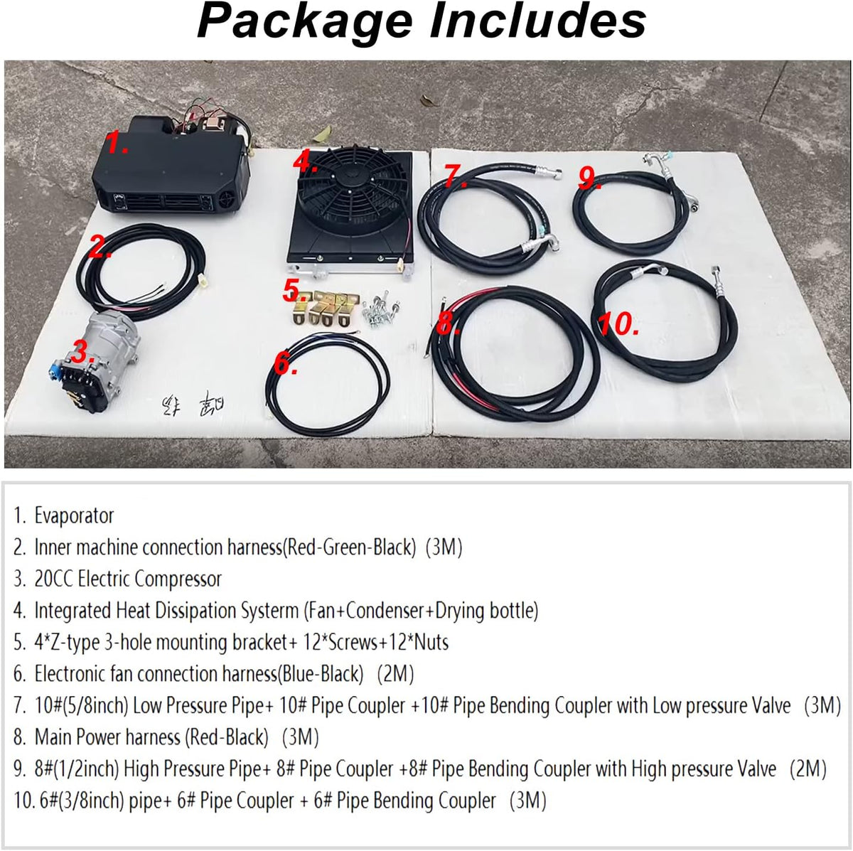 Aire acondicionado universal Gouku, 12 V, solo función de refrigeración, ajuste universal, furgoneta, taxi, autocaravanas, camión, eléctrico, CA, ahorro de energía, negro