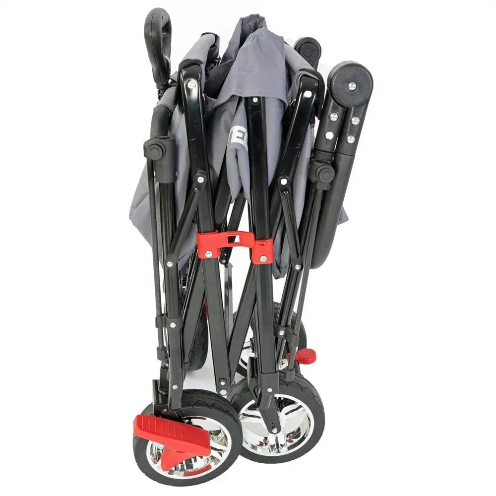 Carrito plegable FUXTEC FX-CT700, carro plegable gris para el transporte de niños, ciudad, campo, playa o montaña - con capota anti-UV, asa de empuje, freno de mano delantero y trasero, el original