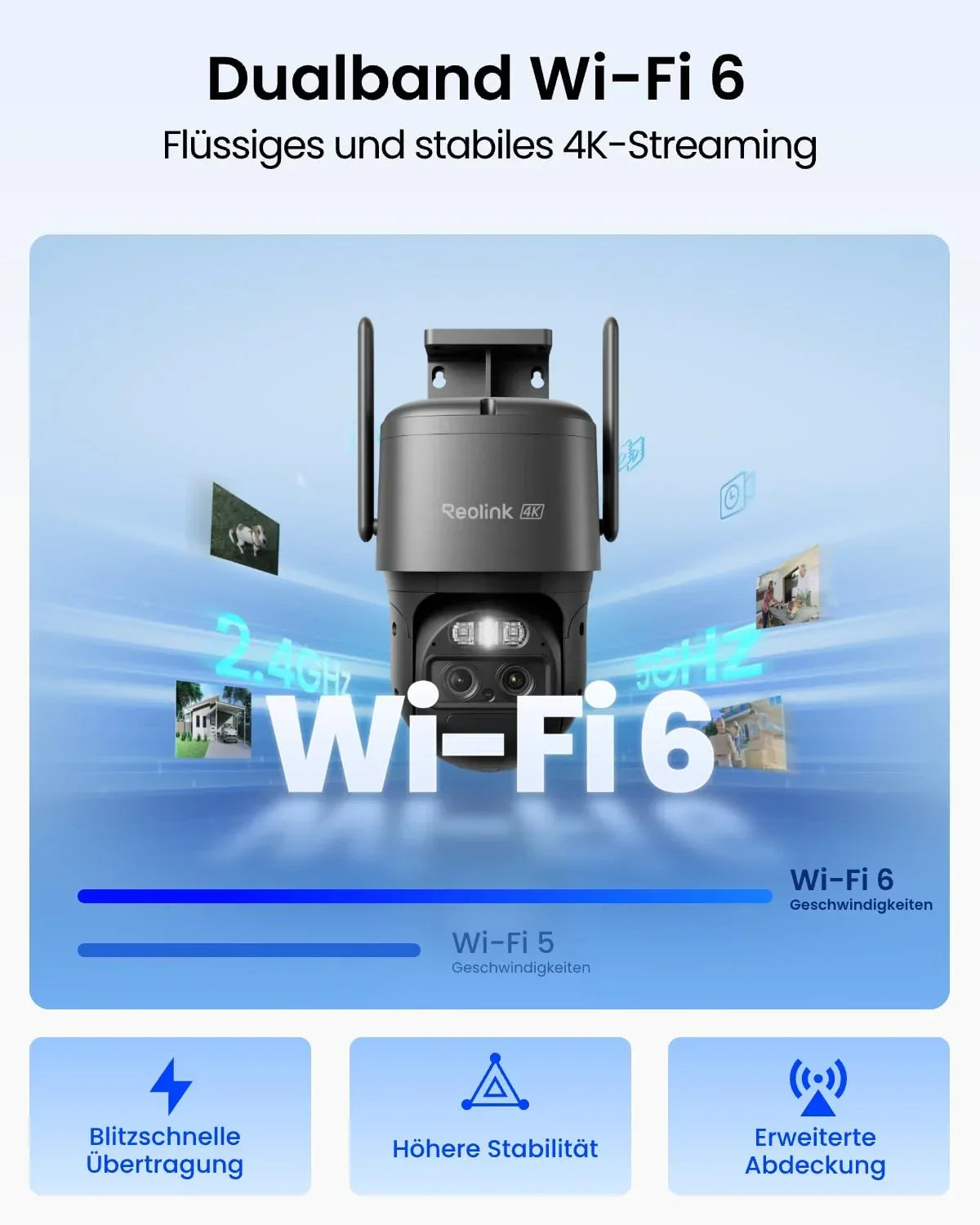 Cámara de seguridad Reolink 4K PTZ para exteriores, batería, seguimiento automático, lente dual, WiFi 6, visión nocturna a color de 30 m, IA, TrackMix, solar