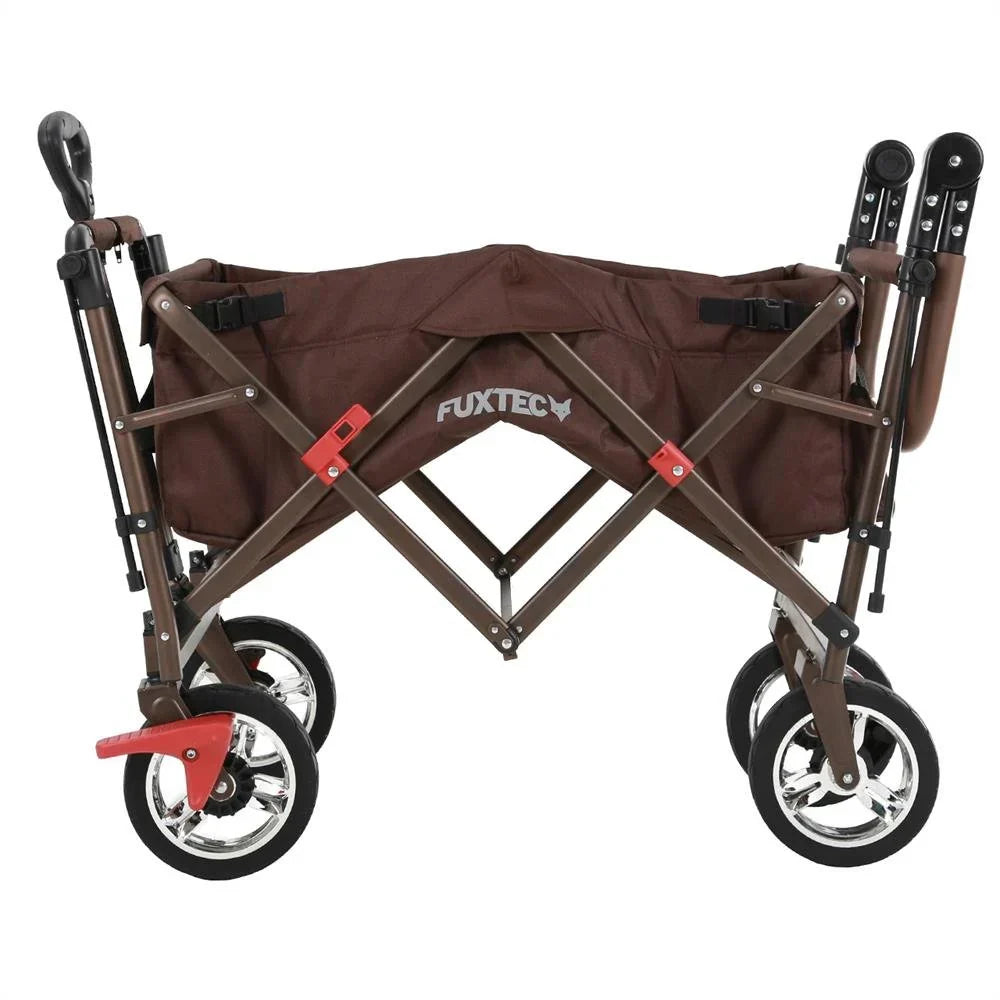 Carrito plegable FUXTEC FX-CT700, carro plegable gris para el transporte de niños, ciudad, campo, playa o montaña - con capota anti-UV, asa de empuje, freno de mano delantero y trasero, el original