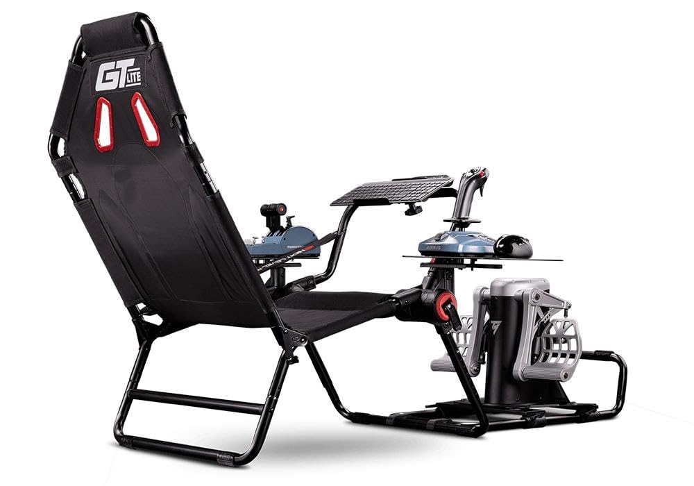 Cabina de simulación de carreras GTLite, soporte plegable ajustable para volante, pedales y palanca de cambios, diseño compacto y fácil de almacenar.