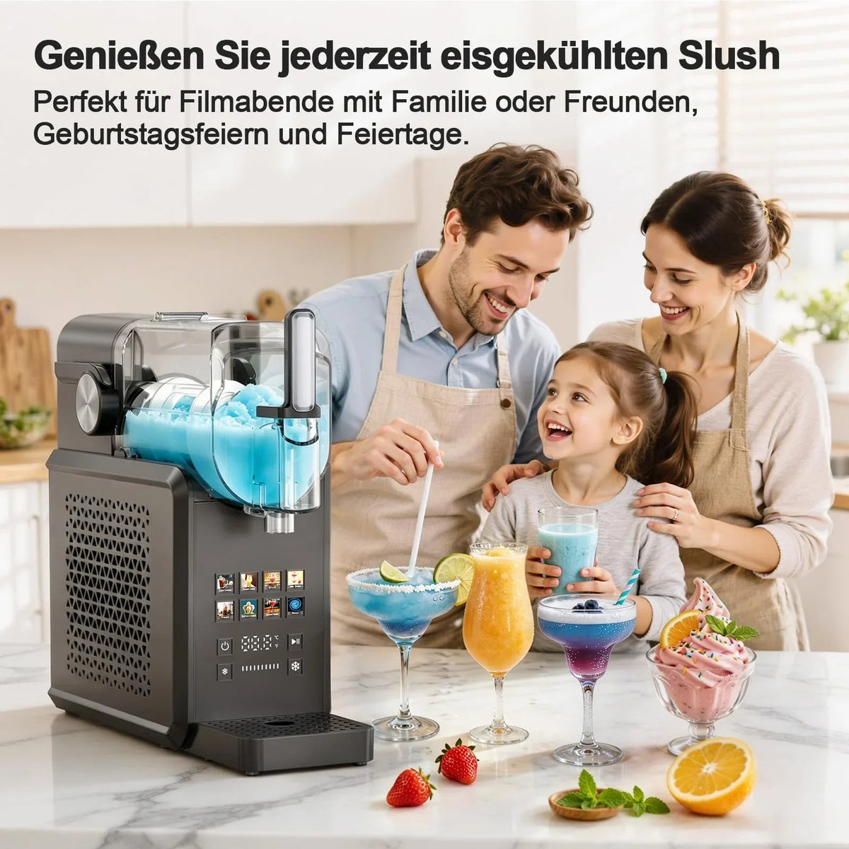 Máquina de granizados de 2,7 l con 8 programas, inicio con un solo toque y autolimpieza para granizados, frappés, batidos y bebidas congeladas