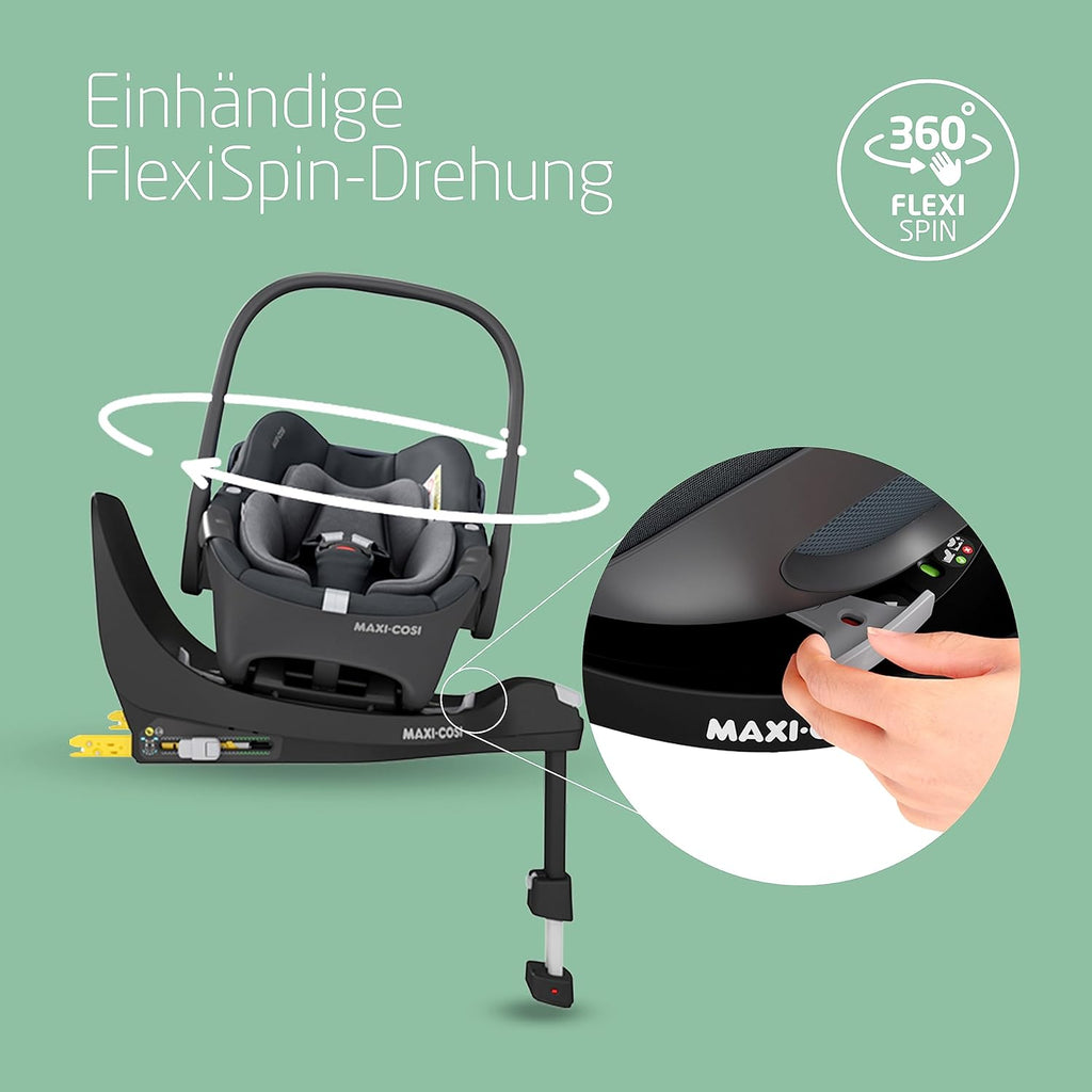 Base Maxi-Cosi FamilyFix 360 i-Size, sistema de asiento de coche giratorio, estación ISOFIX 360 grados, 0–4 años (40–105 cm), rotación FlexiSpin con una sola mano, control de rotación TravelSafe, Click & Go, negro