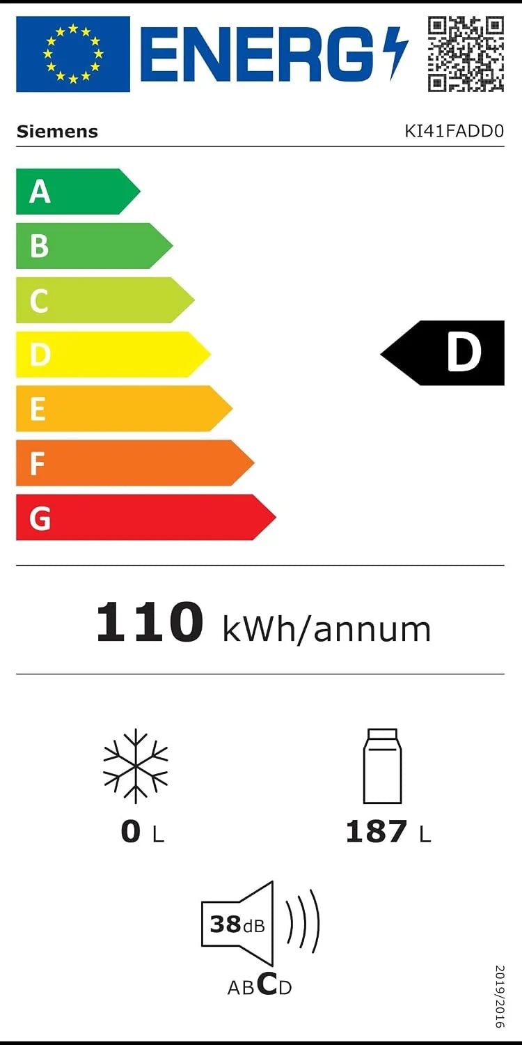 SIEMENS iQ700 KI41FADD0 lodówka Wbudowany (umieszczenie) 187 l D Biały