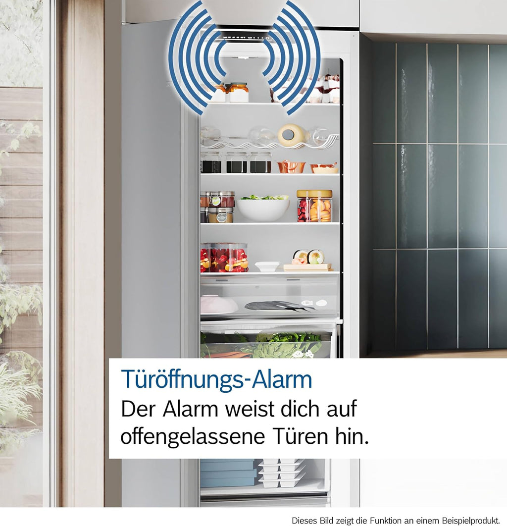 Bosch KGE398IBP, Serie 6, Frigorífico combinado, 201 x 60 cm, 249 L refrigeración y 94 L congelación, LowFrost, BigBox para alimentos congelados, frescura prolongada con VitaFresh, silencioso con 38 dB, LED, antihuellas