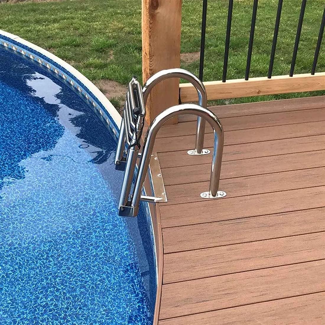 Escalera de barco plegable de acero inoxidable de 4 peldaños para barco, piscina y yate, con peldaños antideslizantes, pasamanos y capacidad de carga de 150 kg