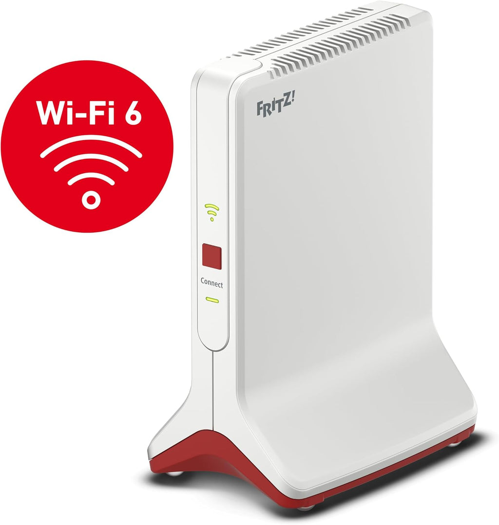 FRITZ!Repeater 6000 (repetidor WiFi 6 con tres unidades de radio: 5 GHz (2 x hasta 2400 Mbit/s), 2,4 GHz (hasta 1200 Mbit/s), LAN de 2,5 gigabits, versión en español)