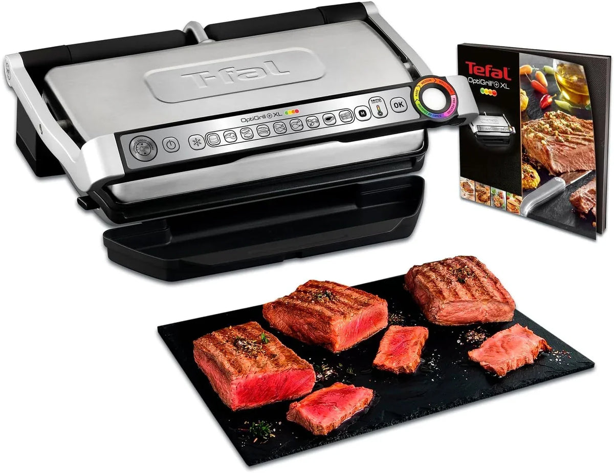 Parrilla de contacto OptiGrill+ XL GC722D16 2000W con 9 programas de cocción, modo manual, placas de parrilla extraíbles e indicador de nivel de cocción