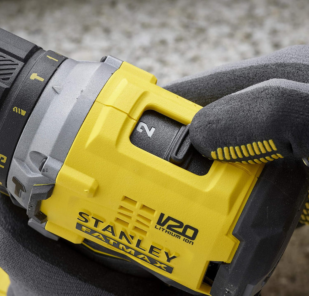 Stanley FatMax SFMCD715D2K akumulatorowa wiertarko-wkrętarka udarowa, 18 V, 2,0 Ah, maks. moment obrotowy 60 Nm, bezszczotkowy silnik z przekładnią planetarną, światło LED, w zestawie 2 akumulatory,