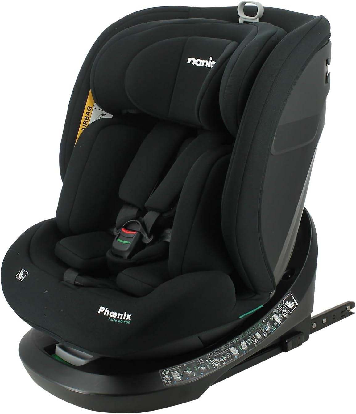 Nania - Silla de coche Phoenix giratoria 360° - I-Size 40-150 cm - Evolutiva desde el nacimiento hasta los 12 años aproximadamente - Grupo 0+/1/2/3 - Fijaciones Isofix - Protecciones laterales