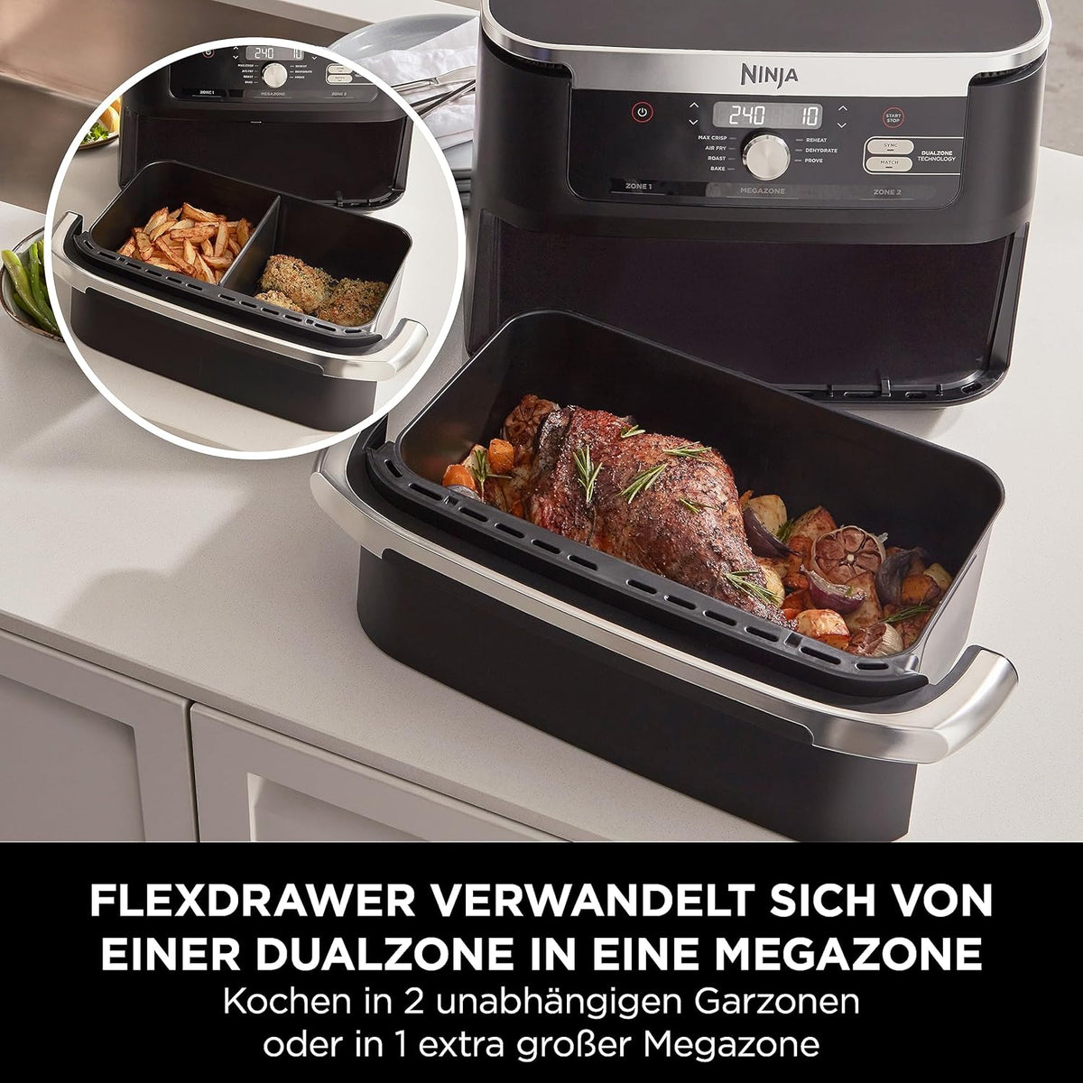 Freidora de aire Ninja Foodi FlexDrawer de doble zona, negra AF500EU