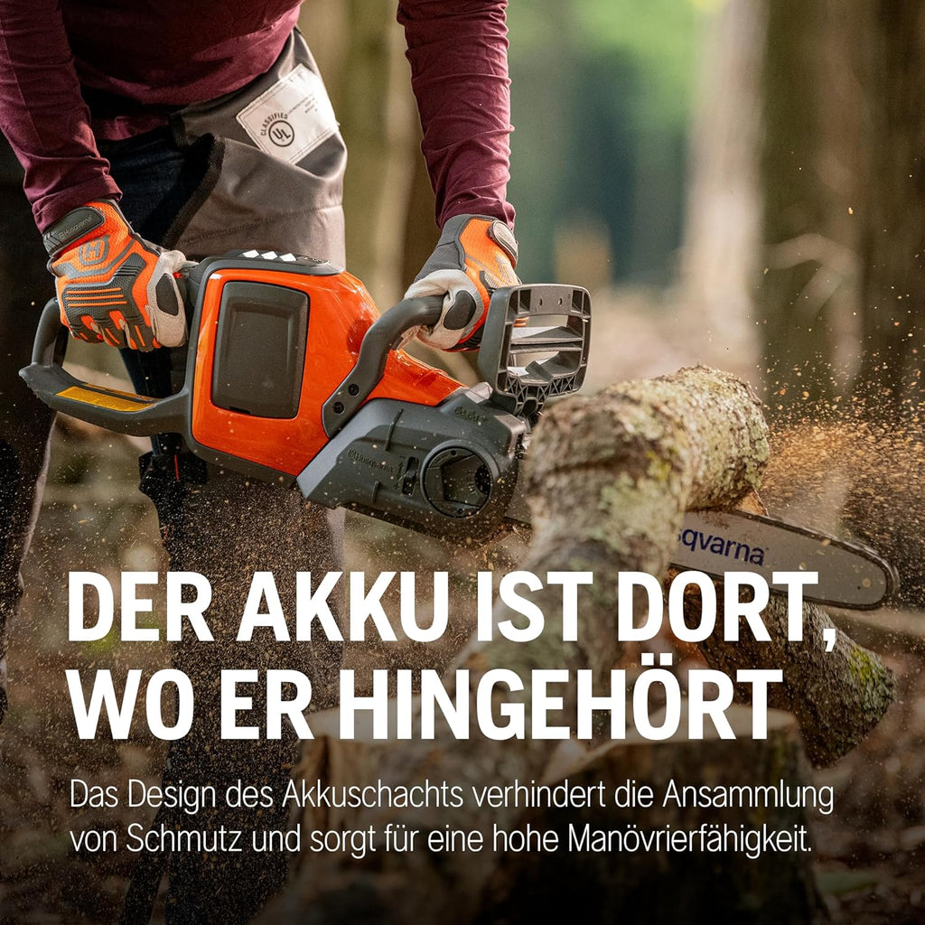 Motosierra de batería Husqvarna 225i: ligera, inalámbrica, silenciosa, espada de 14″, velocidad de cadena de 20 m/s, ideal para poda y mantenimiento de jardines (incluye batería y cargador)