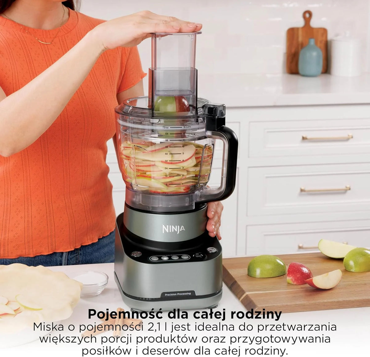 Ninja PrecisionPro robot kuchenny 2,1 l, 4 automatyczne ustawienia wstępne i ręczne ustawienia, przygotuj ciasto na pizzę i chleb, kroi warzywa i inne części nadające się do mycia w zmywarce, czarny