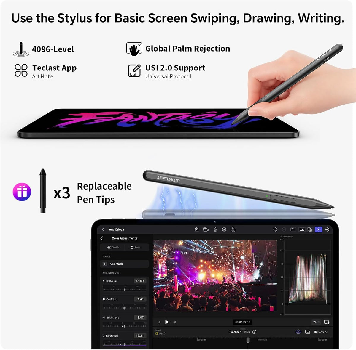 TECLAST Artpad Pro Tablette Tactile 12.7 Pouces,2.2GHz Helio G99,Android 15,Tablette avec Stylet,Dual SIM 4G+WiFi,20Go RAM+256Go ROM/2176×1600/10000mAh+Charge Rapide 30W/13MP/GMS,Google Service Tablet
