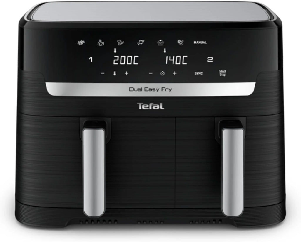 Tefal EY9018 Dual Easy Fry, Frytkownica Beztłuszczowa, Czarna Matowa, 8,3 L, Dwie Szuflady