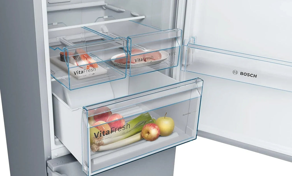 Bosch Serie 4 - Frigorífico combi, NoFrost, alto 203 x ancho 70 cm, 438 L, Tecnología VitaFresh, Blanco - KGN49XIDQ