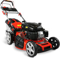 Cortacésped de gasolina 5 en 1 HECHT: potente motor Eco de 4 tiempos de 4,4 kW (6,0 CV), arranque eléctrico, ancho de corte de 53 cm, cesta colectora de 75 l, tracción a las ruedas, ruedas patentadas, función de mulching