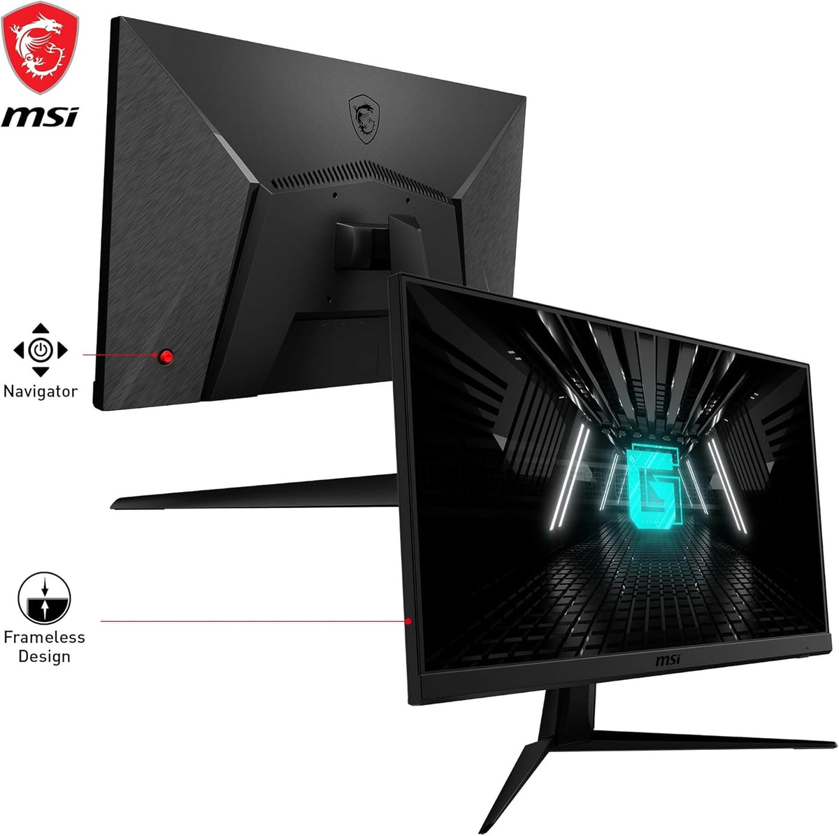 Monitor Gaming MSI G2412F FHD 23,8" - 1920 x 1080, panel Rapid IPS, 180 Hz / 1ms (GtG), gama de colores sRGB 107%, Adaptive Sync - DP 1.2a, HDMI 2.0b CEC