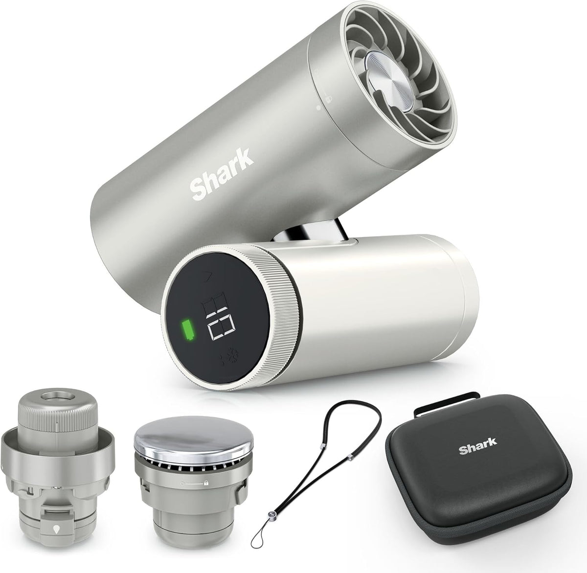 Paquete de ventilador de mano de alta velocidad 3 en 1 Shark ChillPill con nebulizador y sistema InstaChill, incluye estuche de viaje, 3 accesorios de enfriamiento y diseño apto para viajes, Cloud FA021EU