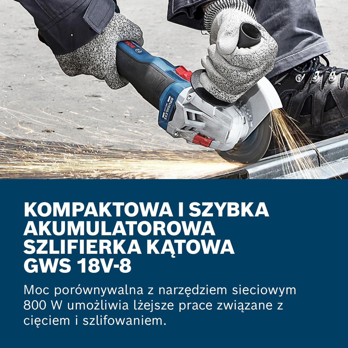 Bosch Professional 18 V firmy Bosch: akumulatorowa szlifierka kątowa GWS 18V-8 (Ø tarczy 125 mm, walizka L-BOXX)