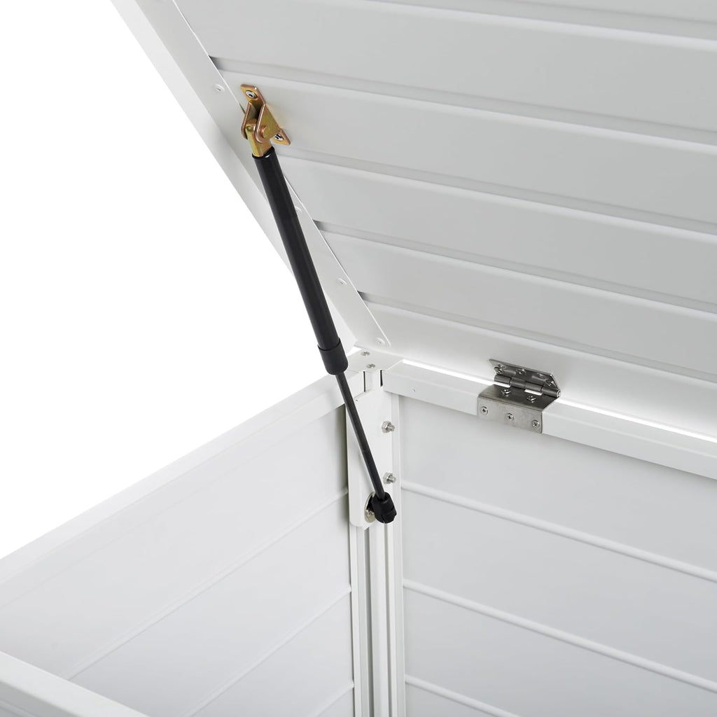 Baúl de jardín Beliani 330L aluminio blanco impermeable, arcón para cojines, caja de almacenaje Campalto