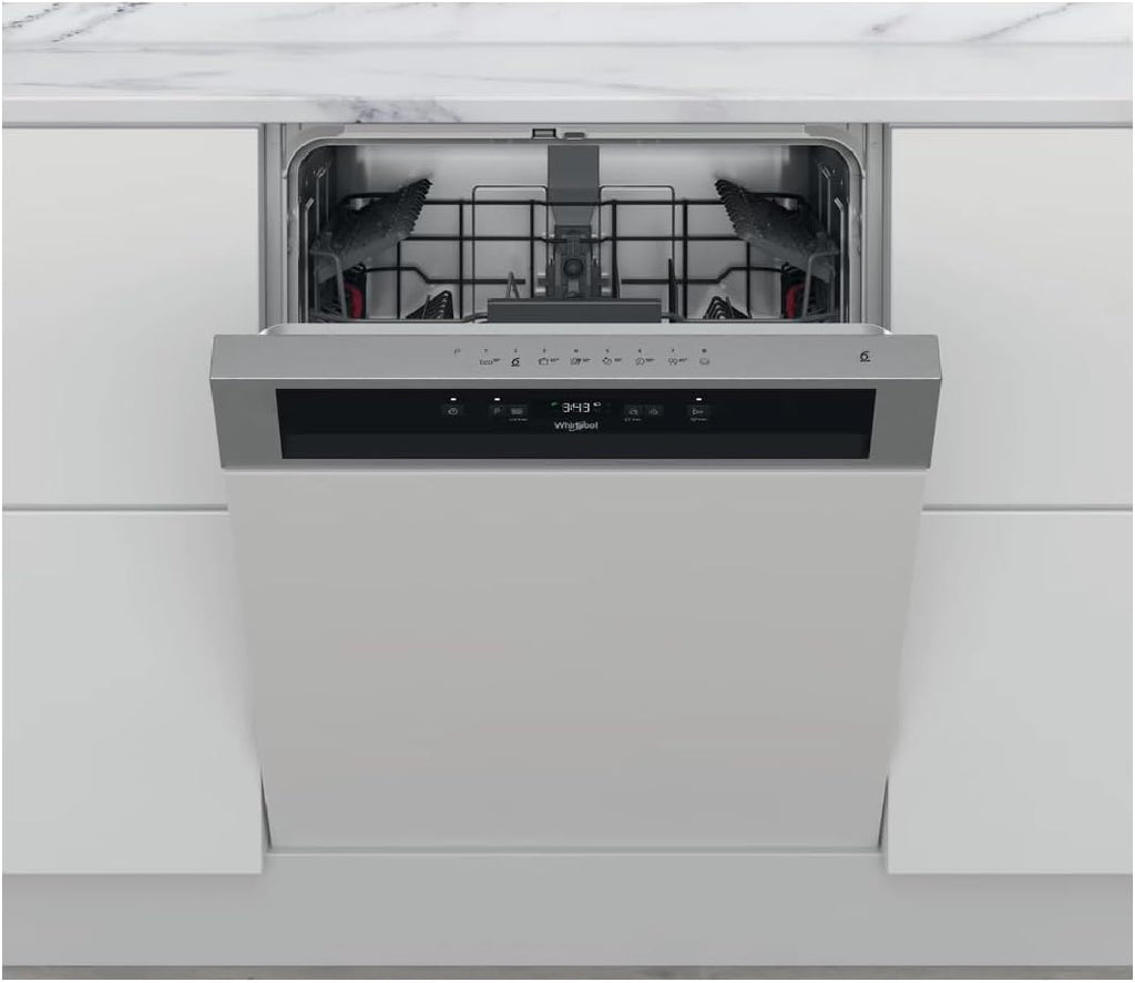 Lavavajillas integrable Whirlpool WBC3C26X - Lavavajillas integrable 60 cm - Clase A++ / 46 decibelios - 14 cubiertos - Integrable con panel de control a la vista: Inox