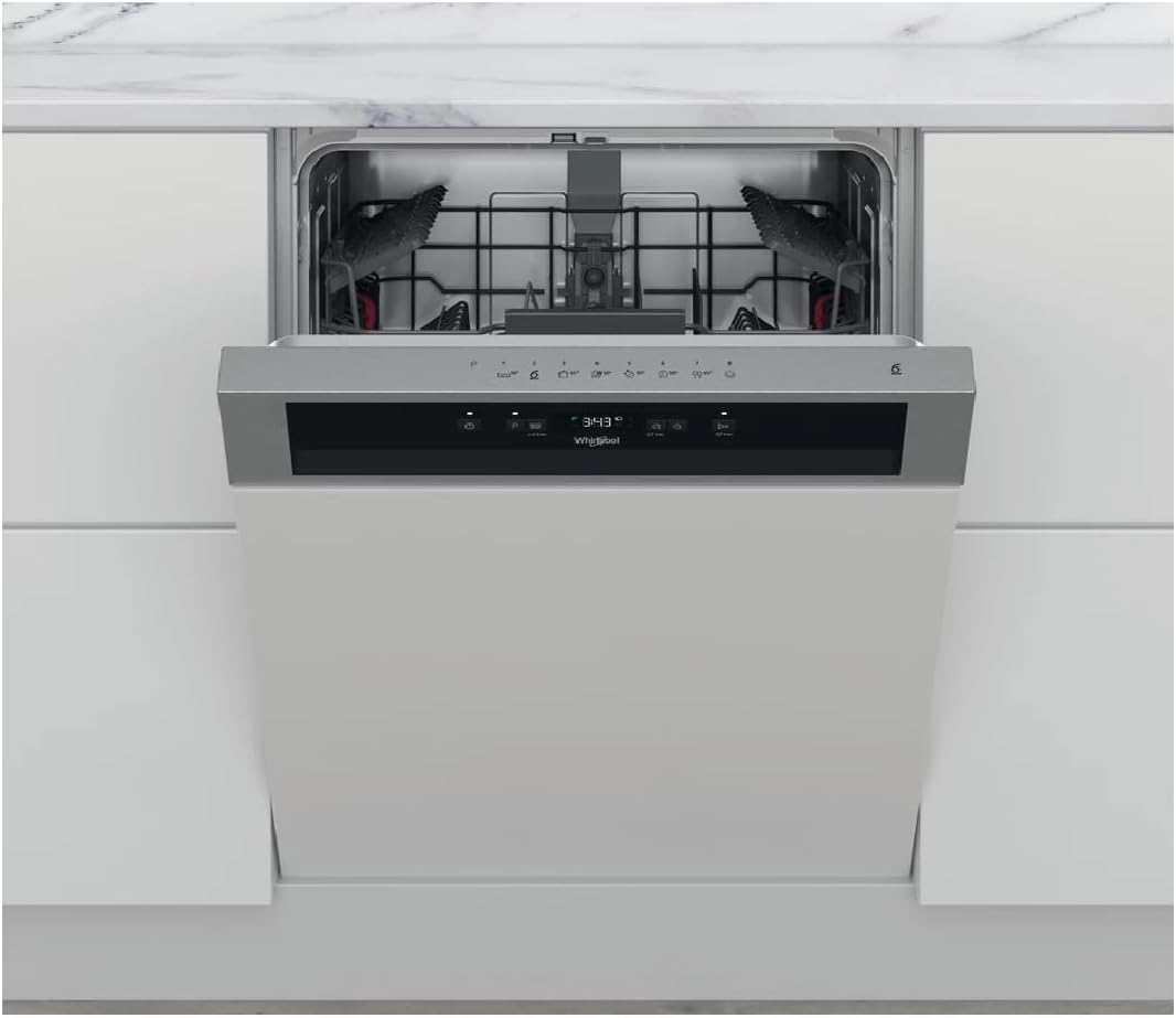Lavavajillas integrable Whirlpool WBC3C26X - Lavavajillas integrable 60 cm - Clase A++ / 46 decibelios - 14 cubiertos - Integrable con panel de control a la vista: Inox