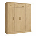 Armario de madera de roble con 5 puertas y 5 cajones 220x180x60 cm marrón claro