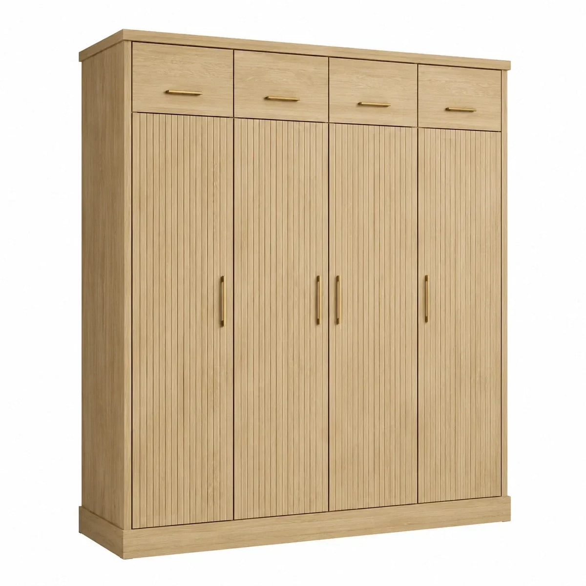 Armario de madera de roble con 5 puertas y 5 cajones 220x180x60 cm marrón claro