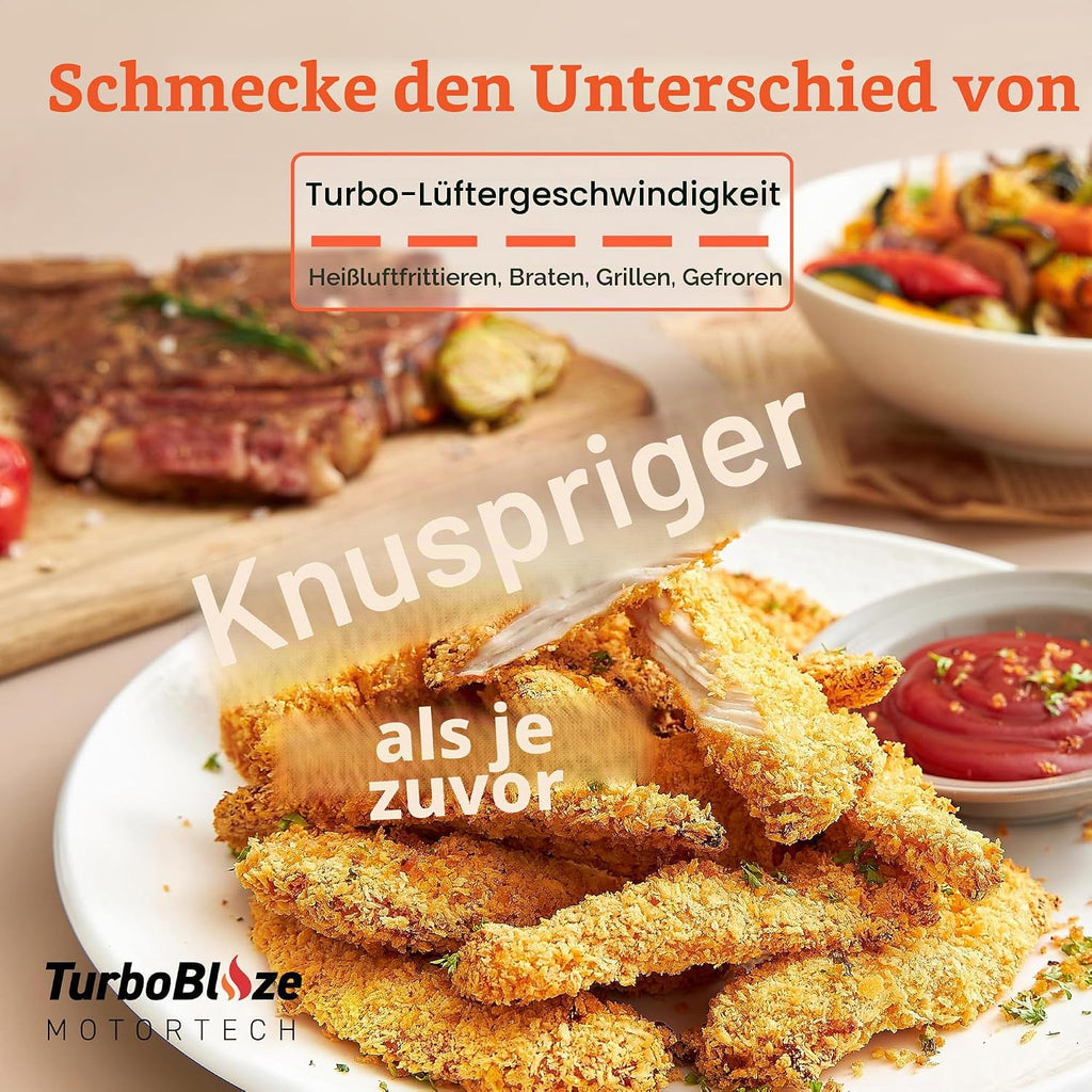 Freidora de aire COSORI Turbo Blaze, 6 l, 46% más rápida, con motor de CC, freidora sin aceite 9 en 1 con 117 recetas, apta para lavavajillas, freír, hornear, asar, deshidratar, blanca