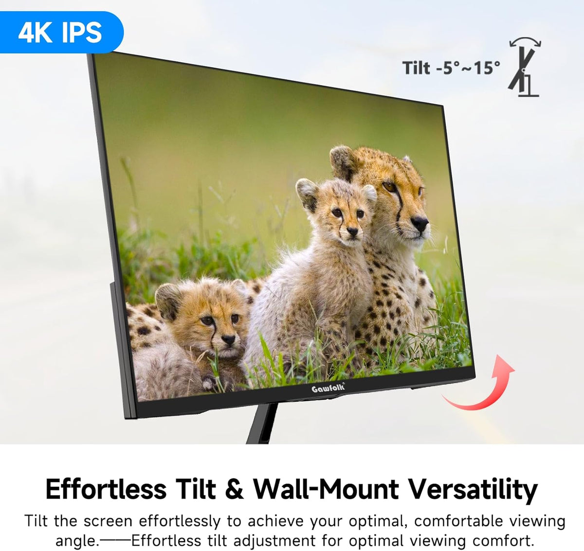 Monitor Gawfolk 4K IPS de 27 pulgadas y 60 Hz, pantalla de PC UHD de 3840 x 2160p, monitor de computadora sin marco para oficina en casa, DP, HDMI, VESA 75 x 75 mm