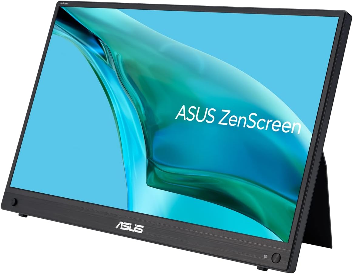 ASUS ZenScreen MB16AHG – Monitor portátil 15,6", FHD 1920 x 1080, Teletrabajo, IPS, 144Hz, USB-C, Mini-HDMI, FreeSync Premium, soporte ergonómico, filtros de luz azul, para portátil y consola