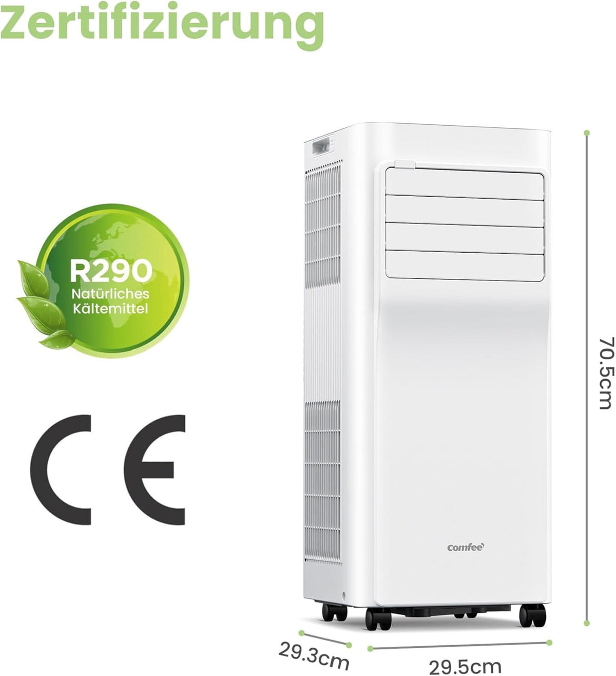 Acondicionador de aire portátil Comfee Breezy Cool Pro 2.0, 7000 BTU 2,0 kW, refrigeración, ventilación y deshumidificación, control por aplicación, para habitaciones de hasta 68 m³ (25 m²), aire acondicionado portátil con manguera de escape.