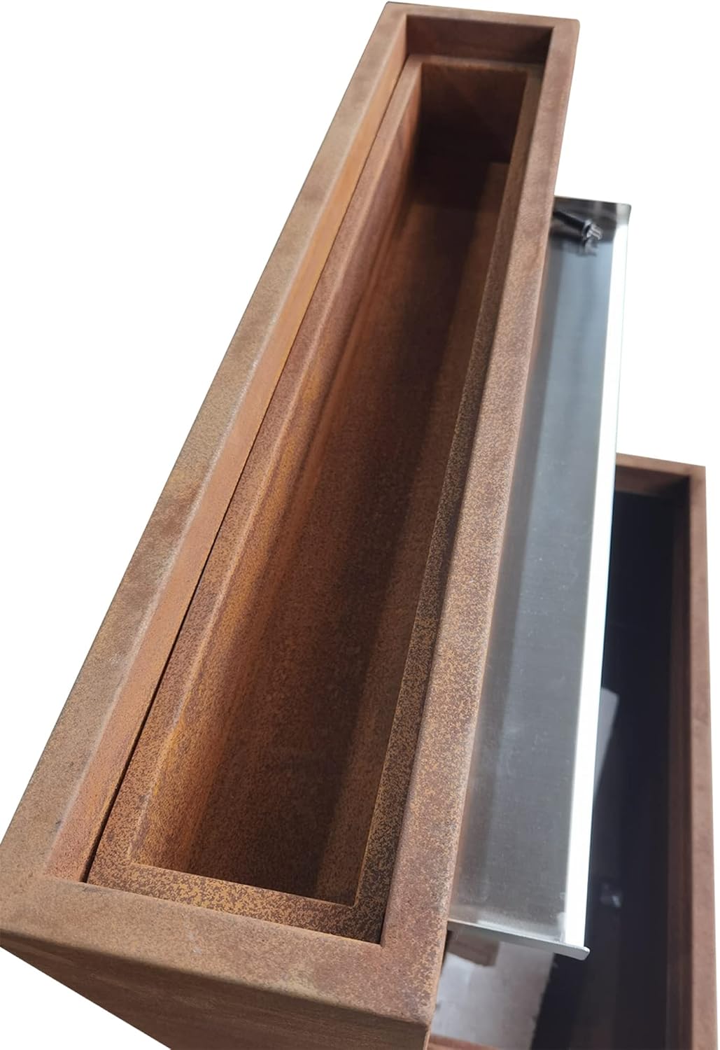 KÖHKO® Fuente de cascada plantable con iluminación LED, altura 92 cm, fuente de agua de acero corten/acero inoxidable 31007