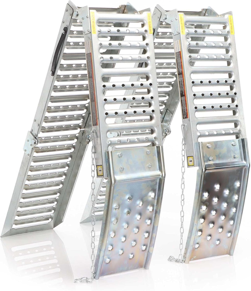 Wiltec Juego de 2 rampas de acceso plegables articuladas – 2000 x 250 x 50 mm – capacidad máx. 1600 kg – de acero – rampa de carga para mantenimiento y acceso a vehículos utilitarios, motos, ATV, quad y remolques